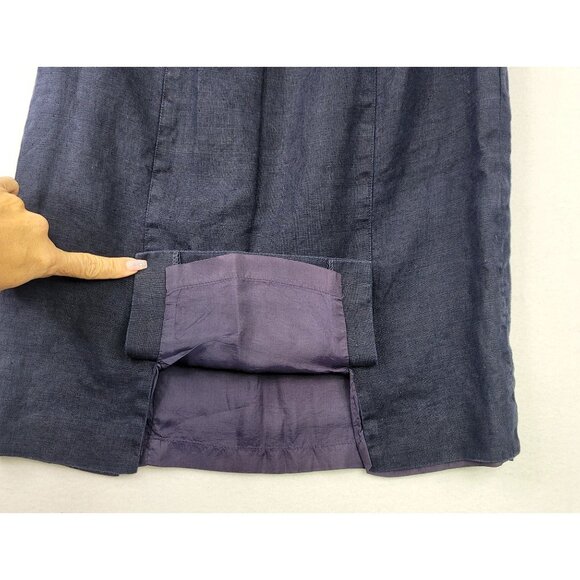 Liz Claiborne Collection Union Made USA Womens Navy Linen A-Line Skirt Size 8 - Picture 2 of 8